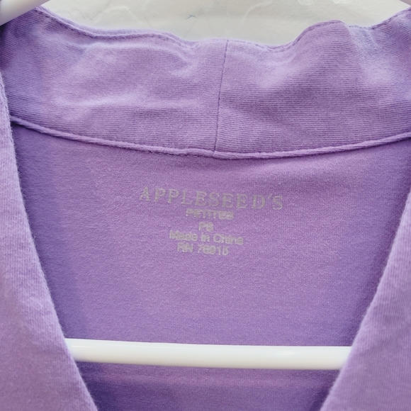 💕 Appleseed's Violet Frost Narrow V-neck Knit Top Women's Size Small Petite - Picture 7 of 8